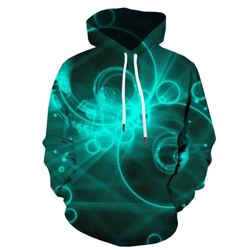 Psychedelic Hoodie Men Abstract Hoody Anime Green Hooded Casual Unisex Funny