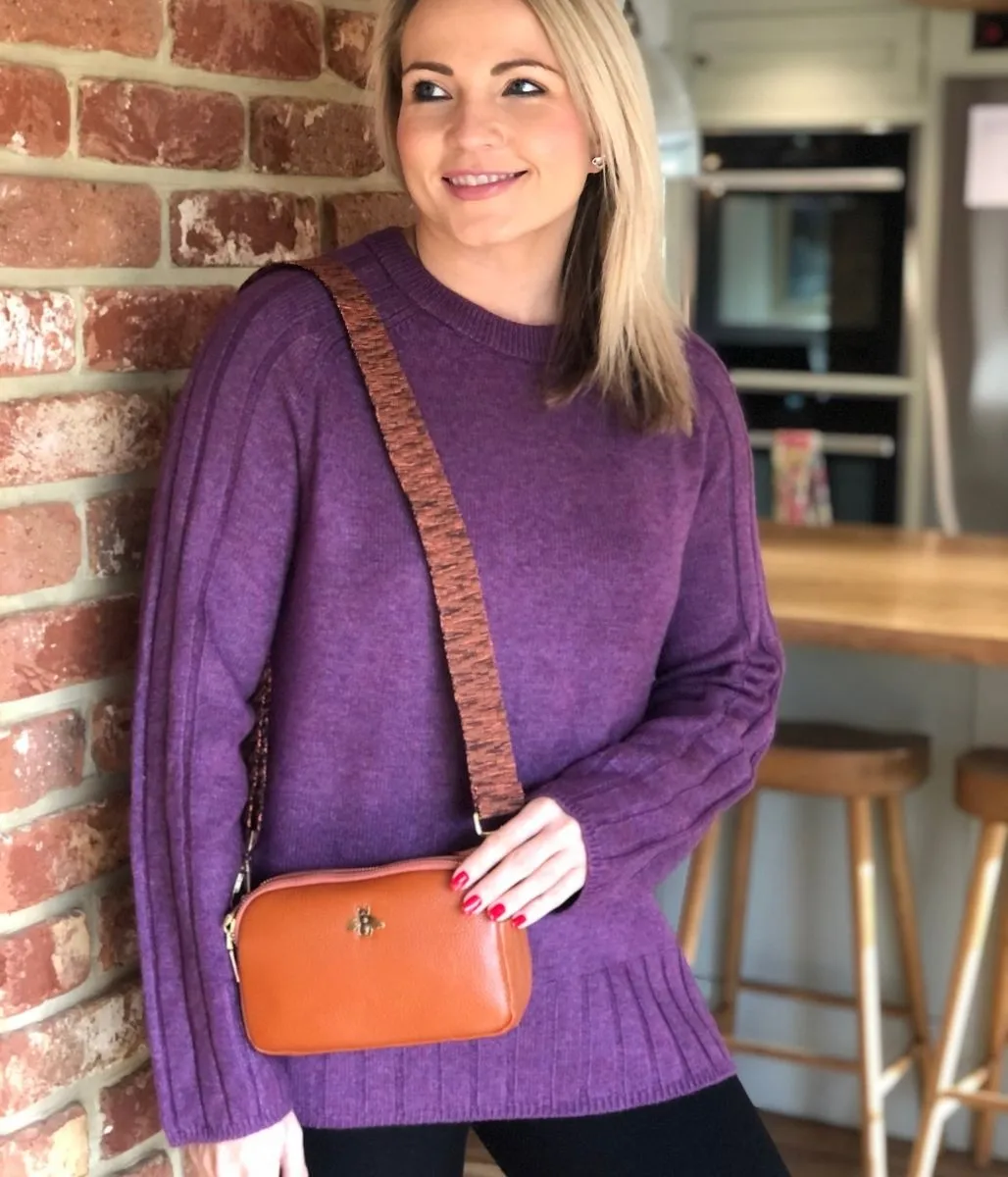 Purple Soft Contrast Ribbed Jumper