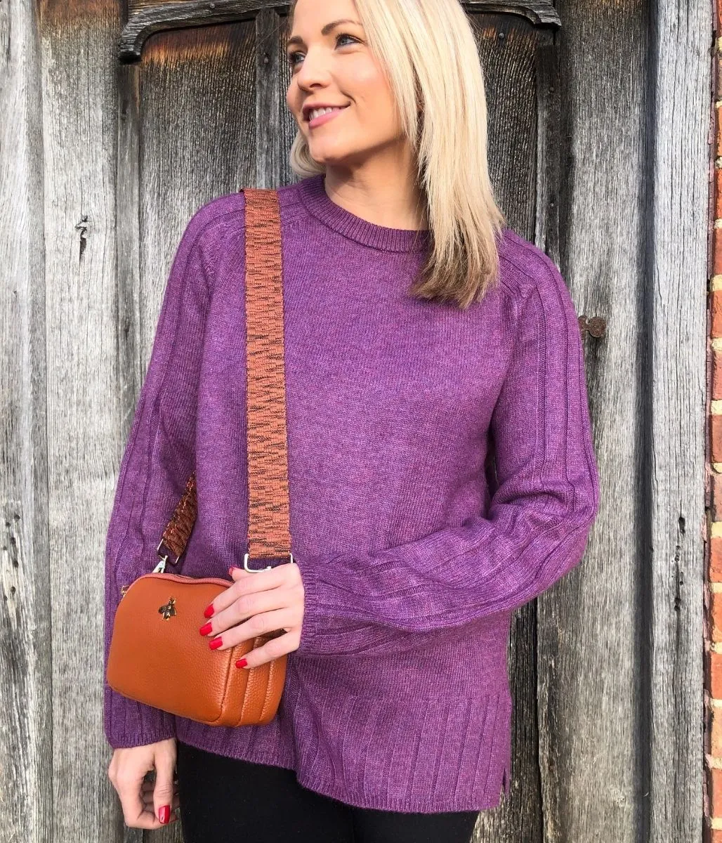 Purple Soft Contrast Ribbed Jumper