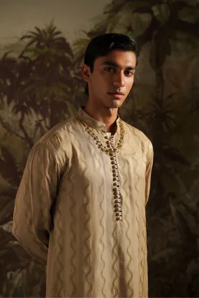 "Wasif" Gold Embroidered Kurta Pajama