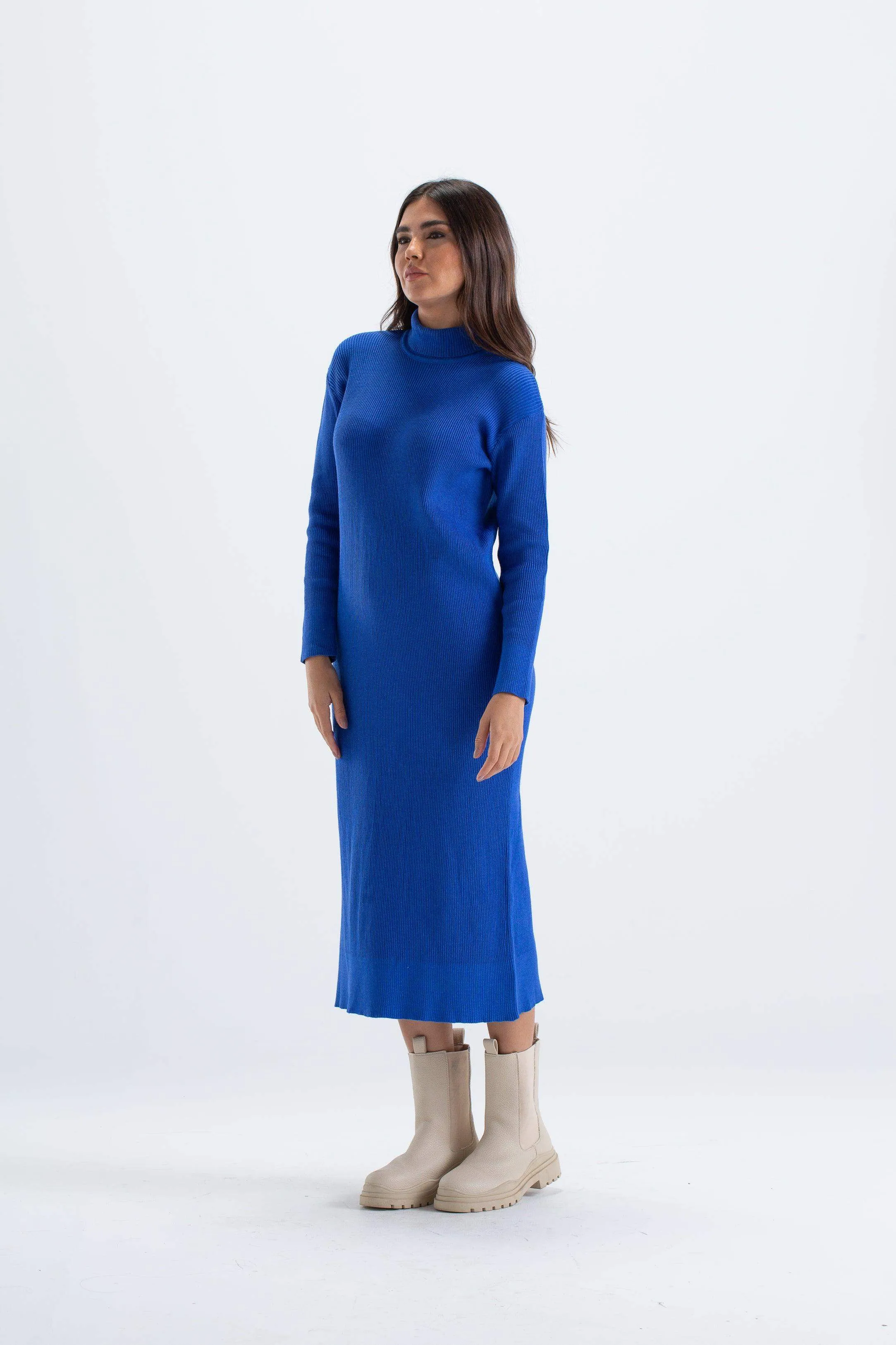 Ribbed Wool Midi Dress