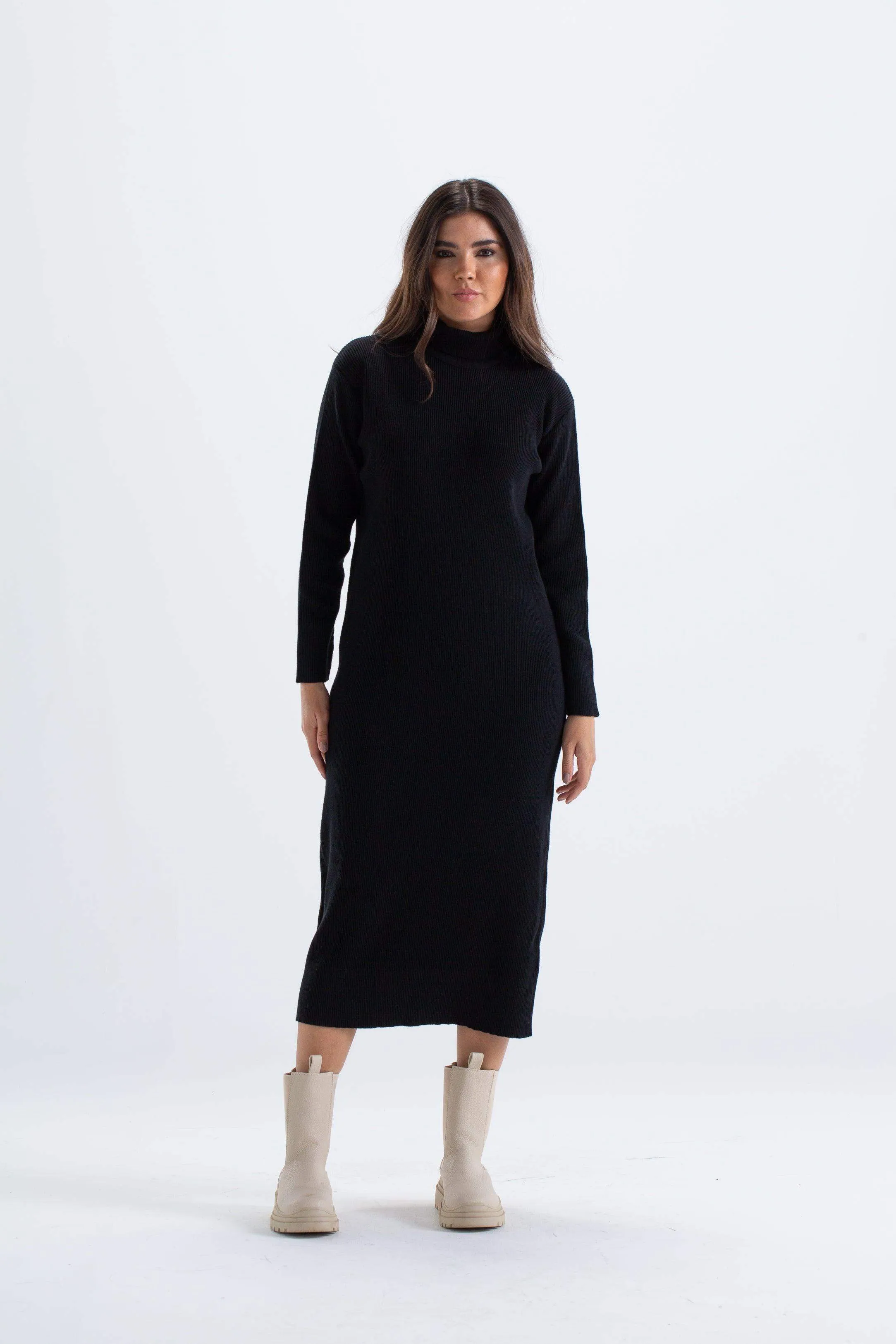 Ribbed Wool Midi Dress