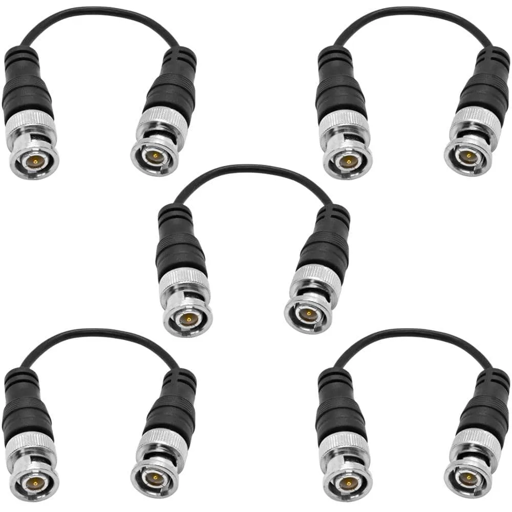 SAPT528 - 5 Pack of 6 Inch Male to Male Coax Patch Jumper Cables - BNC-59 Jacks