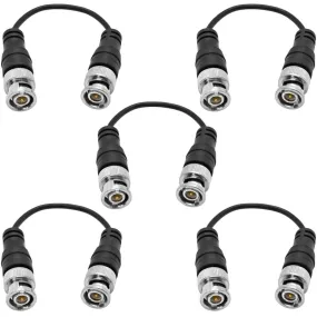 SAPT528 - 5 Pack of 6 Inch Male to Male Coax Patch Jumper Cables - BNC-59 Jacks