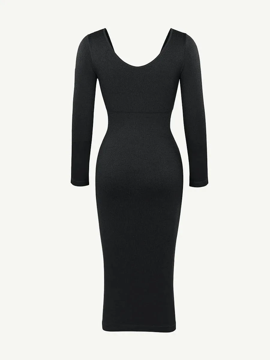 Seamless Snatched Long Sleeve Maxi Dress