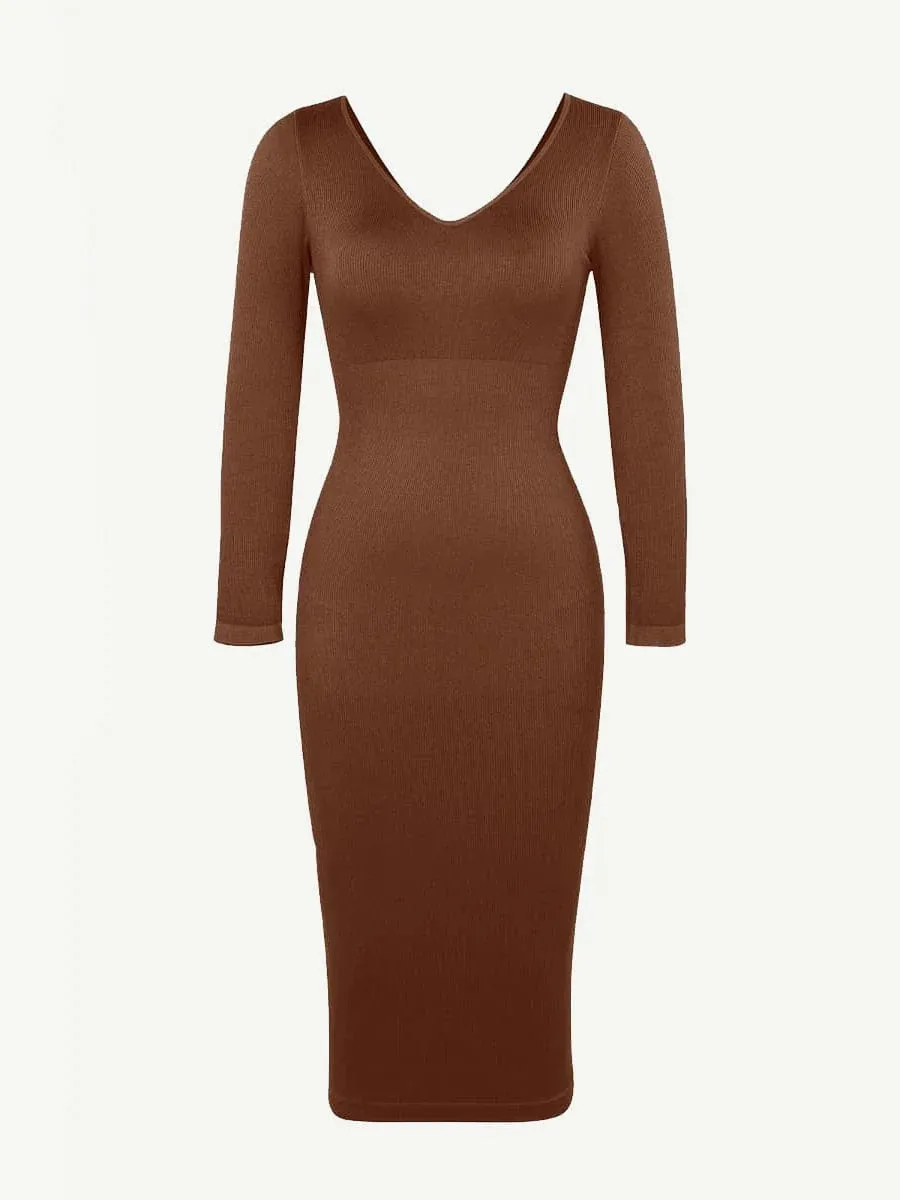 Seamless Snatched Long Sleeve Maxi Dress