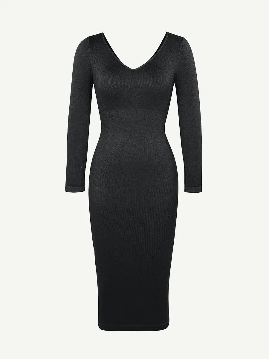 Seamless Snatched Long Sleeve Maxi Dress