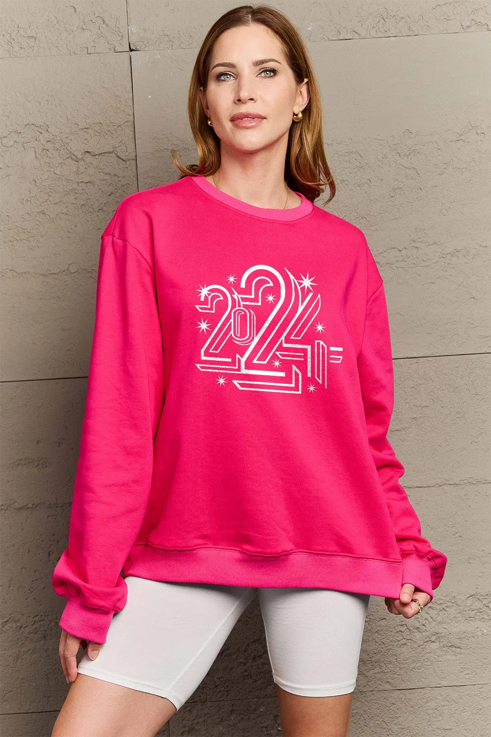 Simply Love Full Size 2024 Round Neck Dropped Shoulder Sweatshirt