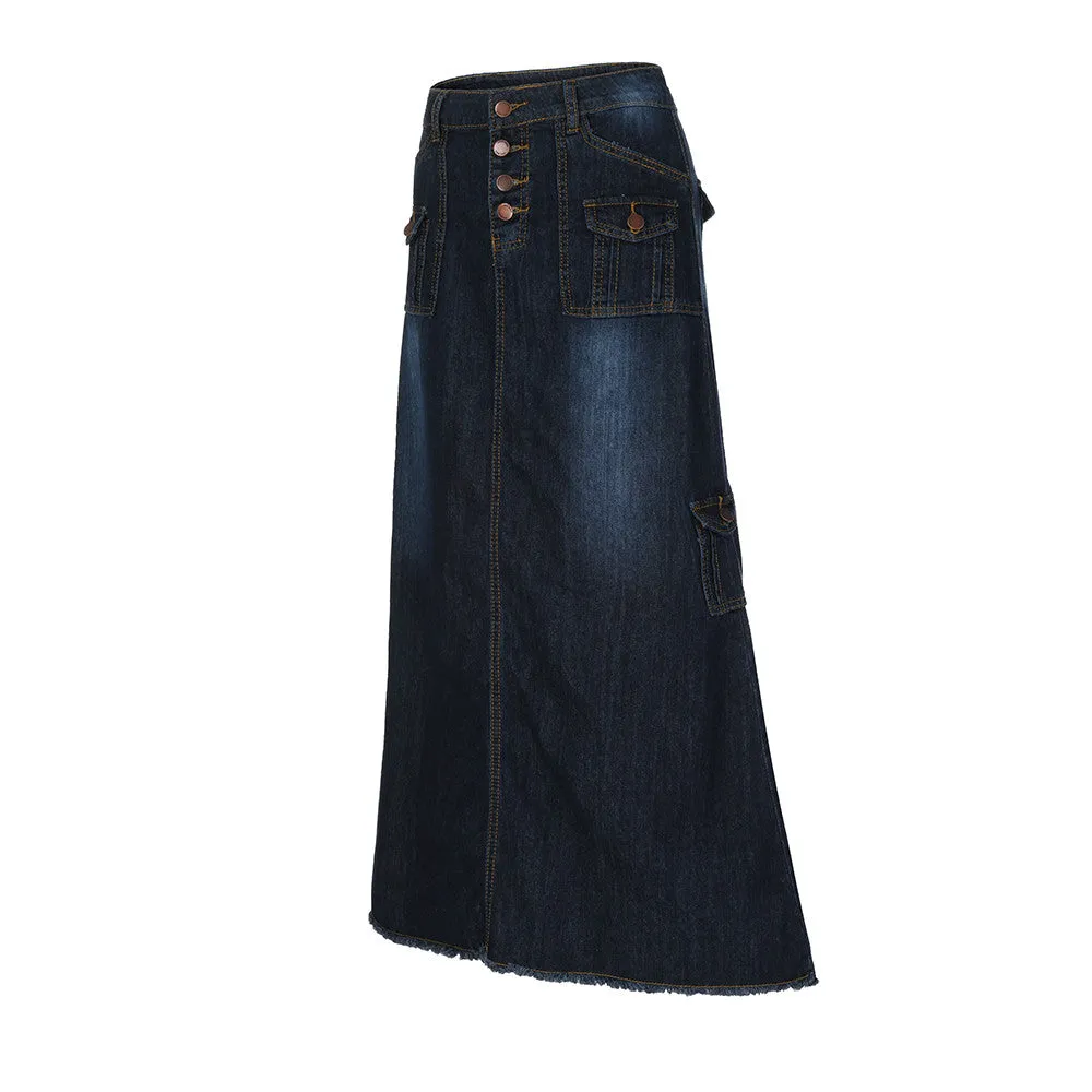 Skirt Denim multi-breasted Slim Stretch Cowtail