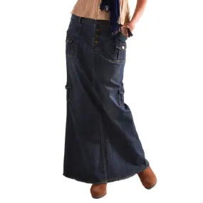 Skirt Denim multi-breasted Slim Stretch Cowtail