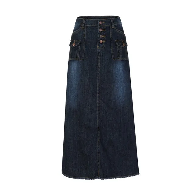 Skirt Denim multi-breasted Slim Stretch Cowtail