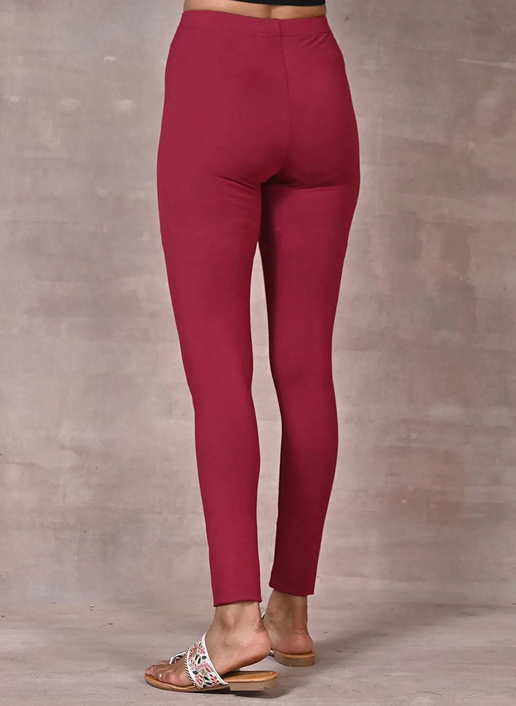 Sofia Maroon Skinny Fit Leggings for Women