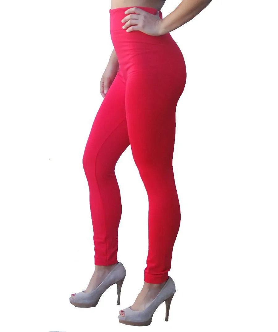 Solid Leggings Red Regular