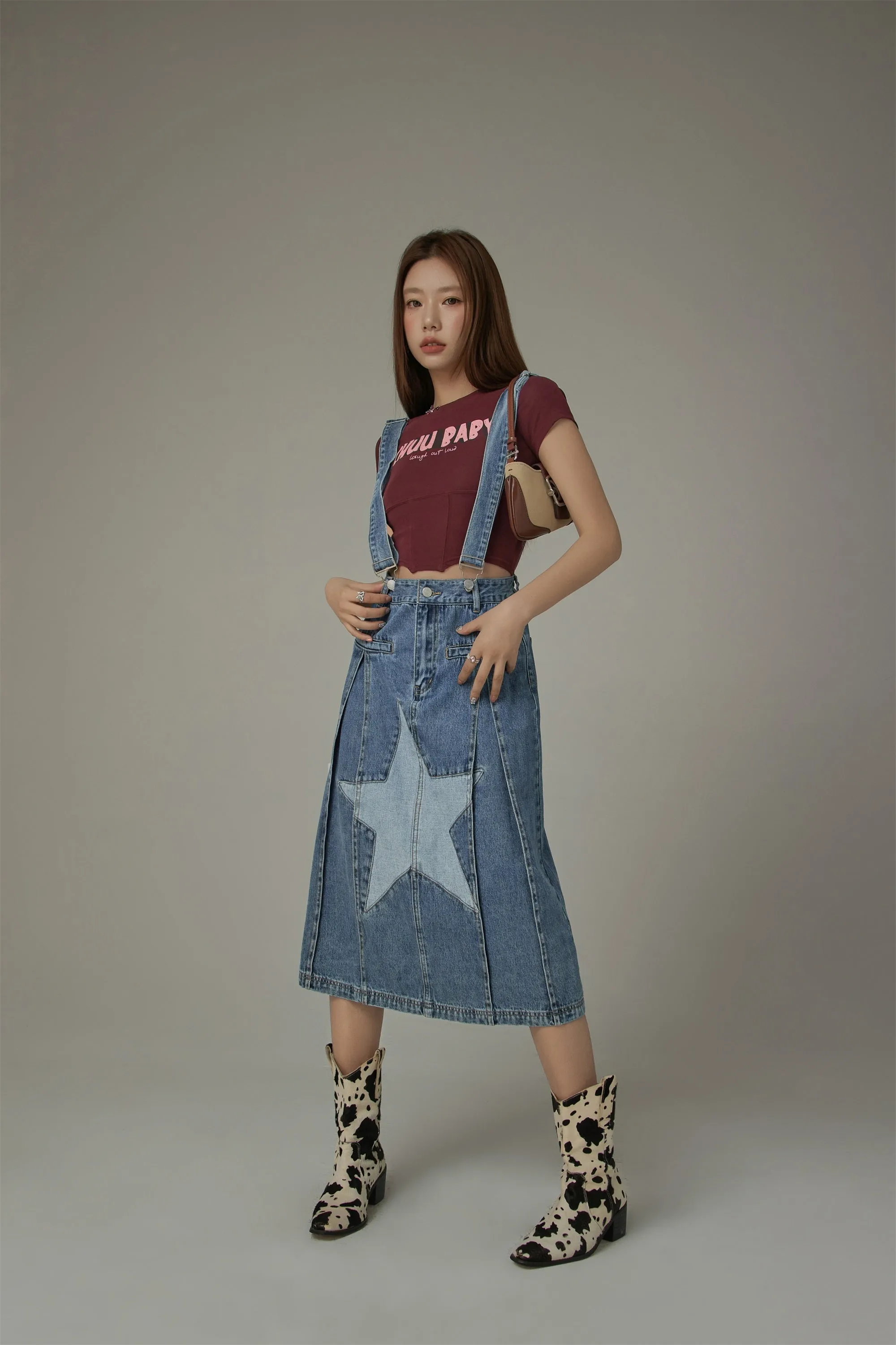 Star Denim Overall Skirt