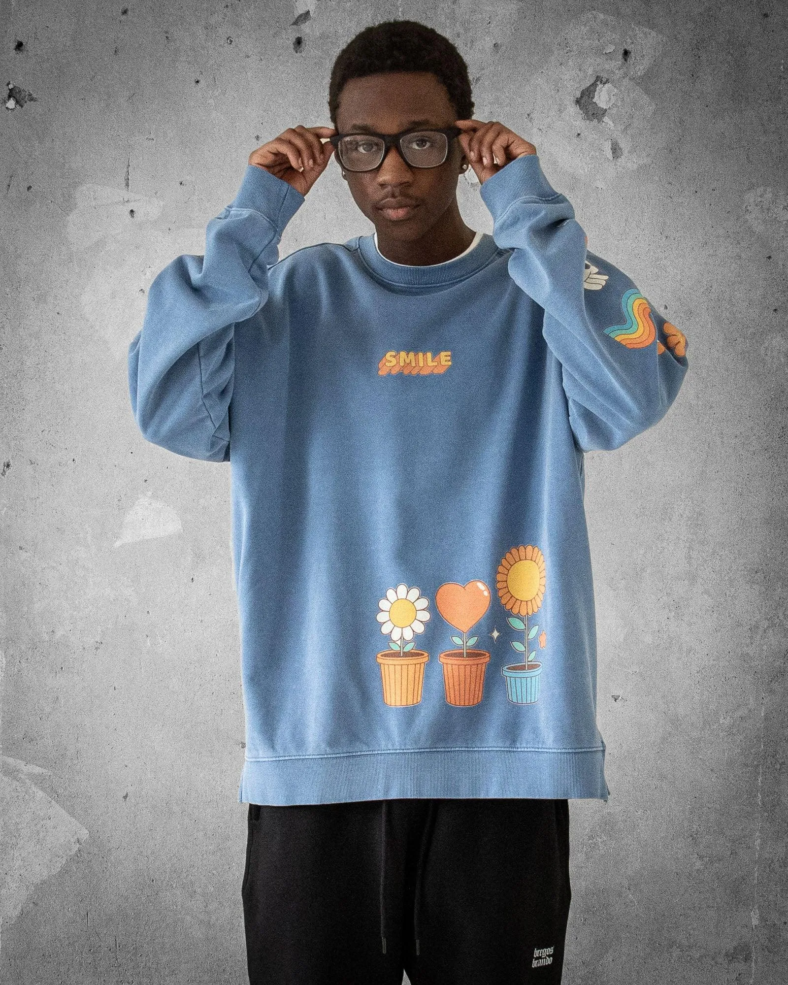 Stay Groovy Smile | Blue Retro Men's Sweatshirt