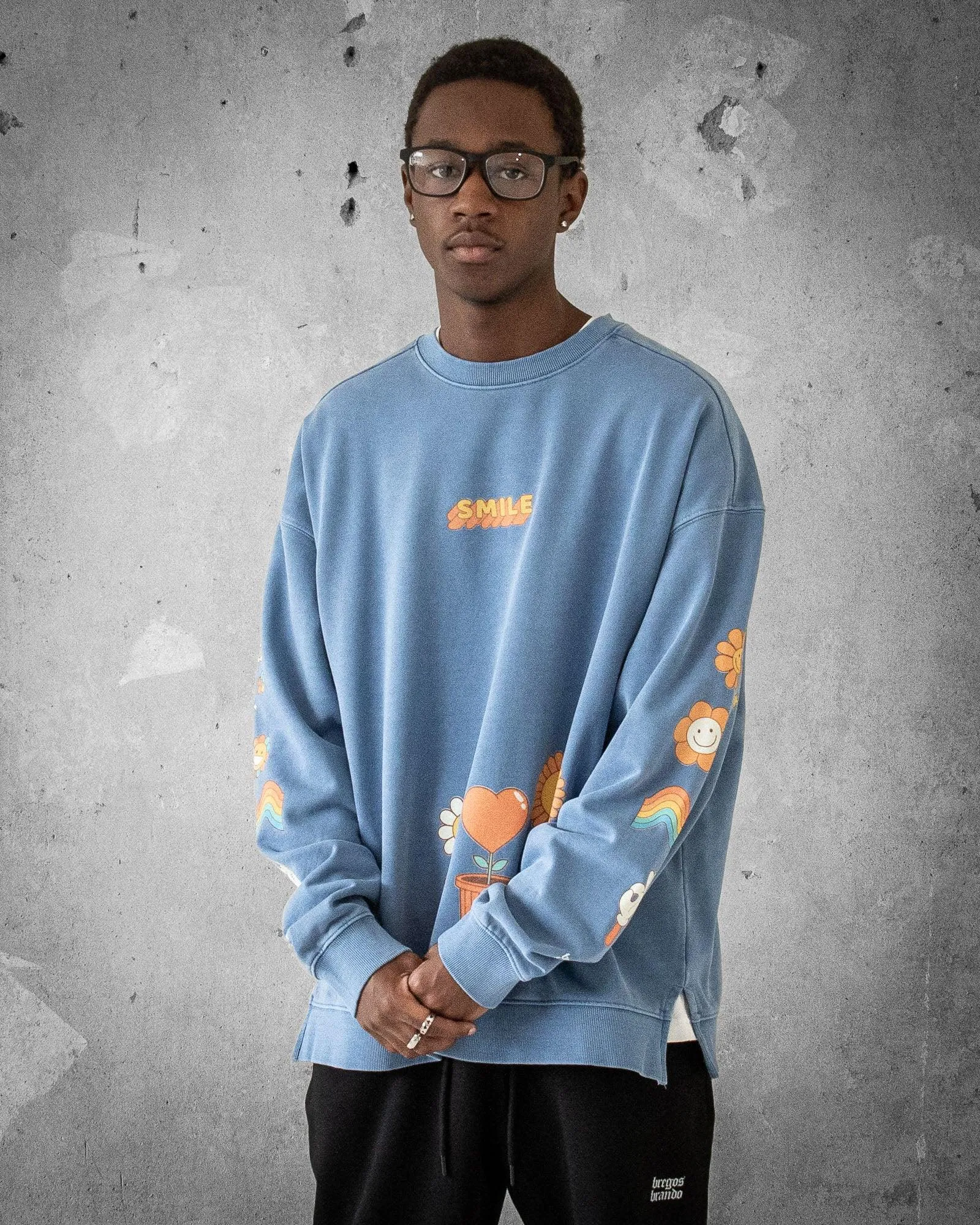 Stay Groovy Smile | Blue Retro Men's Sweatshirt