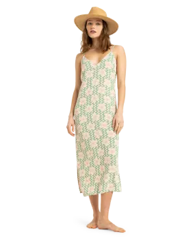 Stay Sunny Slip Dress in Basil Party Waves