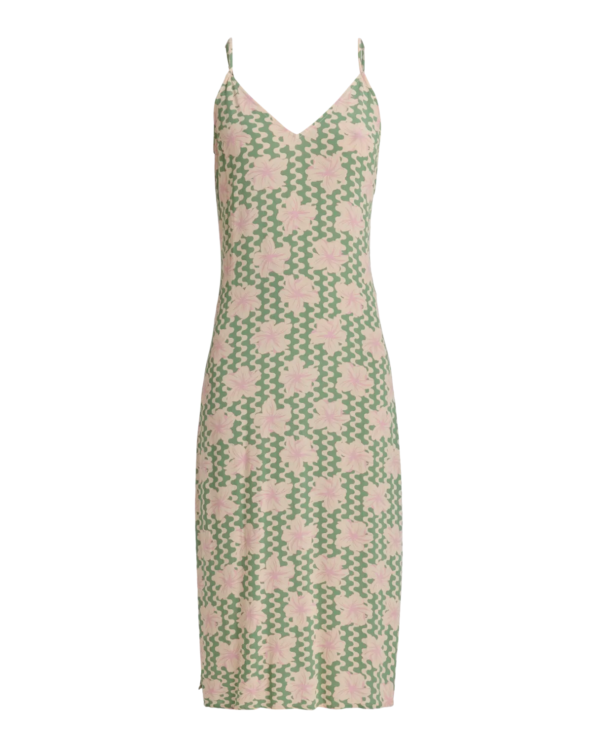 Stay Sunny Slip Dress in Basil Party Waves