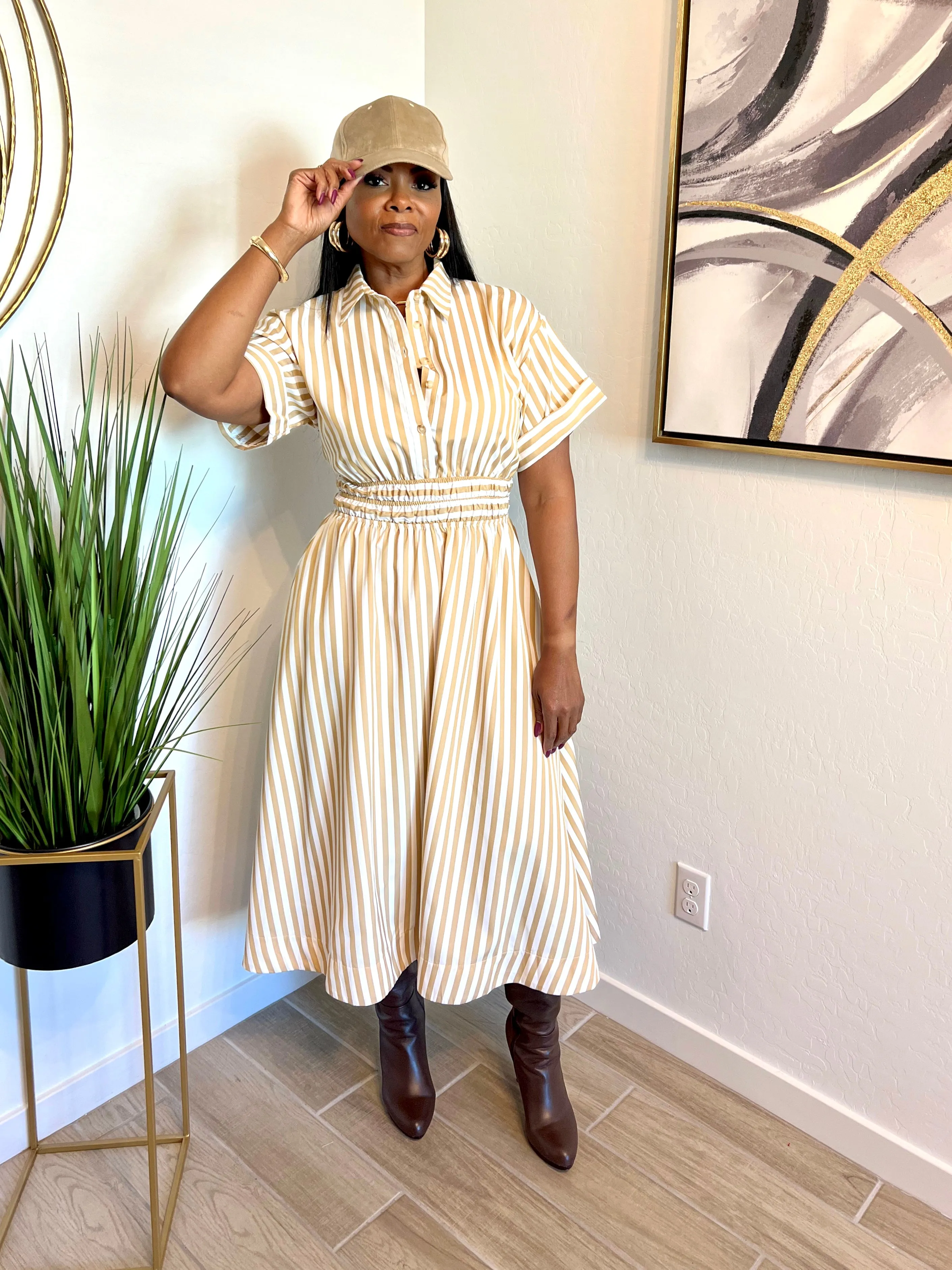 Stripe Essence Shirt Dress