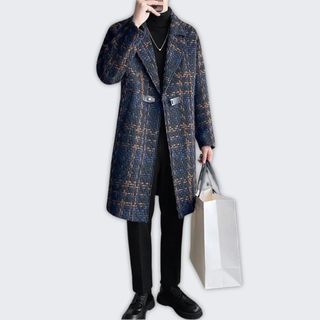 Stylish Men's Jacquard Trench Coat for Autumn/Winter