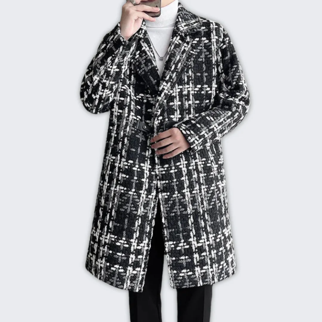 Stylish Men's Jacquard Trench Coat for Autumn/Winter