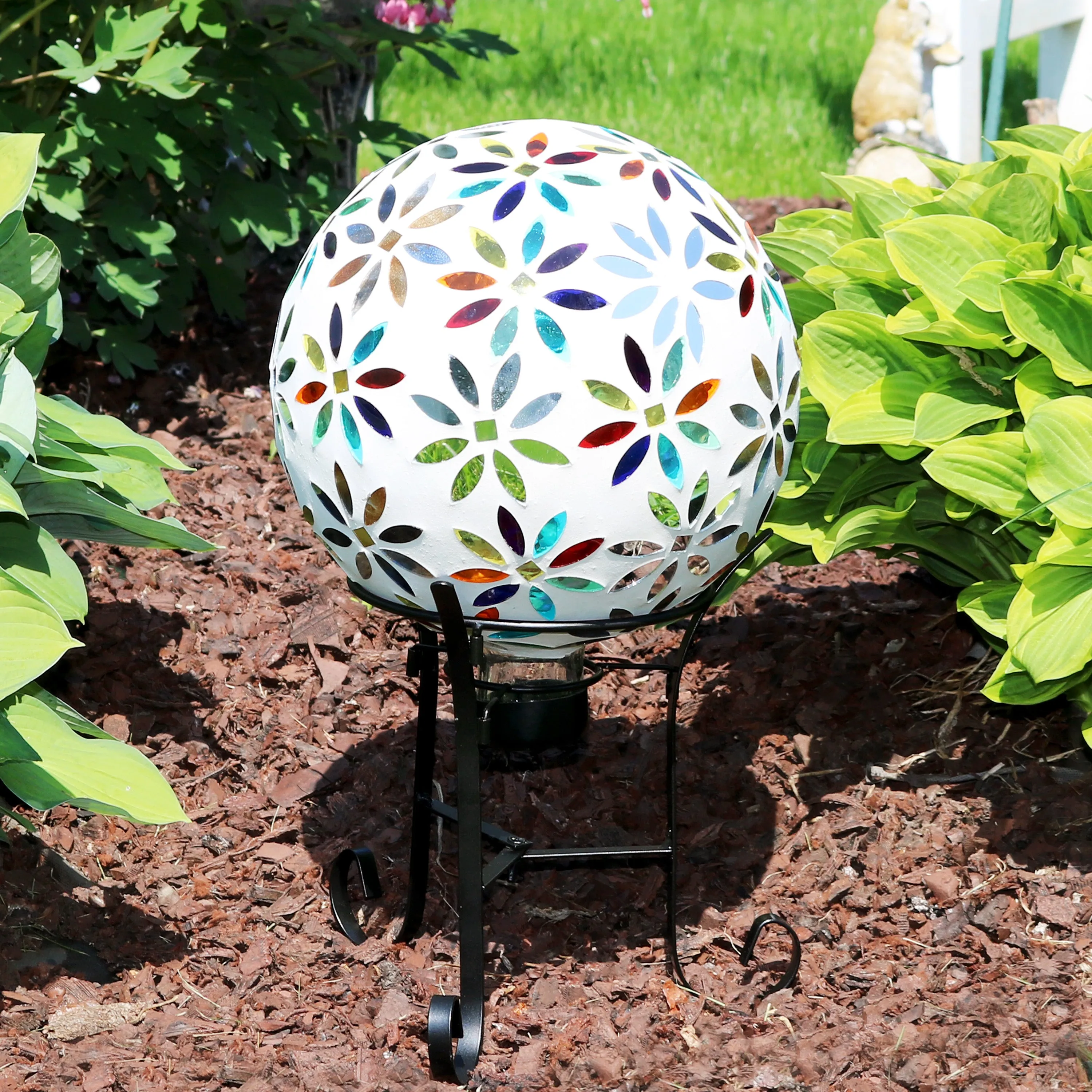 Sunnydaze Black Steel Traditional Style Gazing Globe Stand - 9"