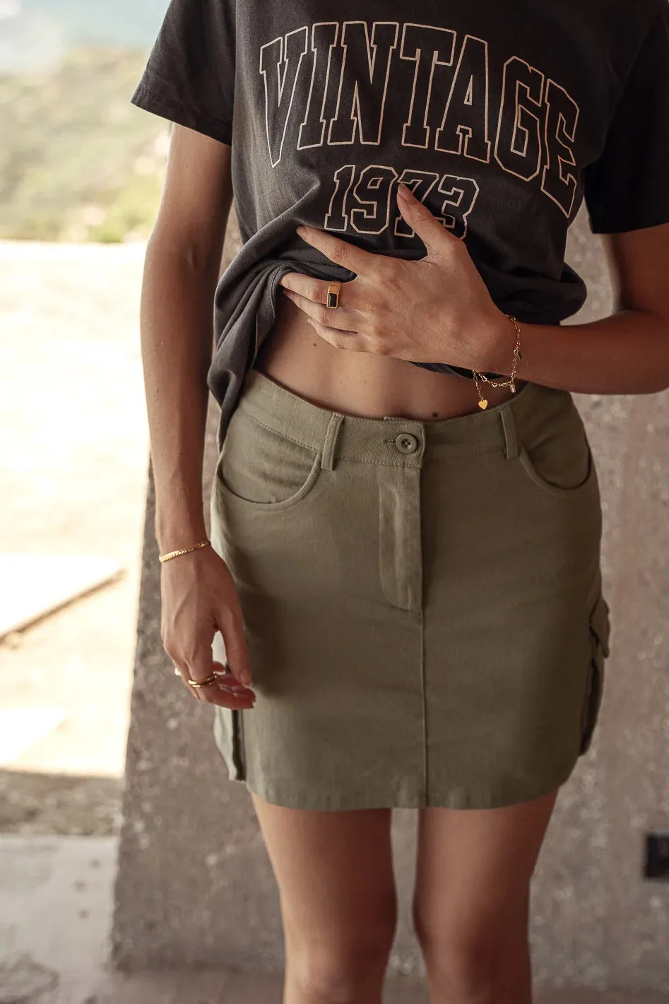 Tavia Cargo Skirt in Olive - FINAL SALE