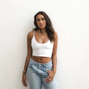 The Kyla - Double Layer Crop - White