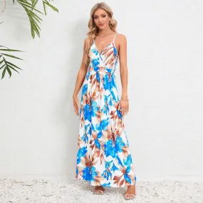 V-neck Backless Spaghetti Strap Maxi Dress