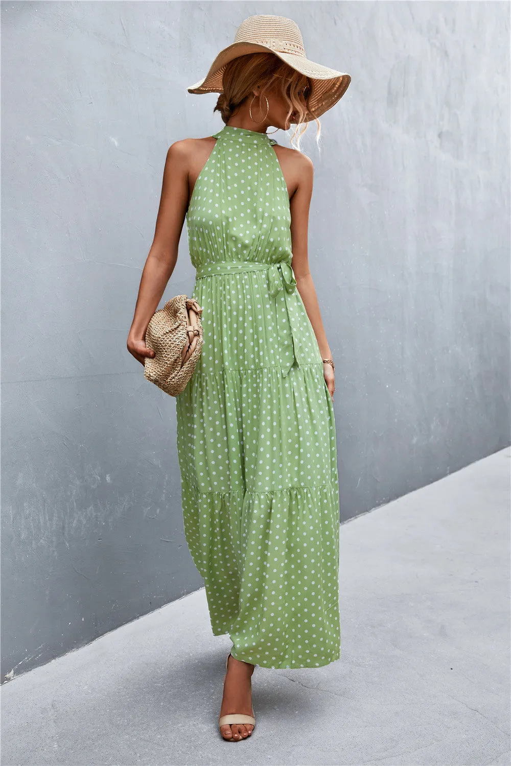 Wedding Guests / Printed Sleeveless Tie Waist Maxi Dress