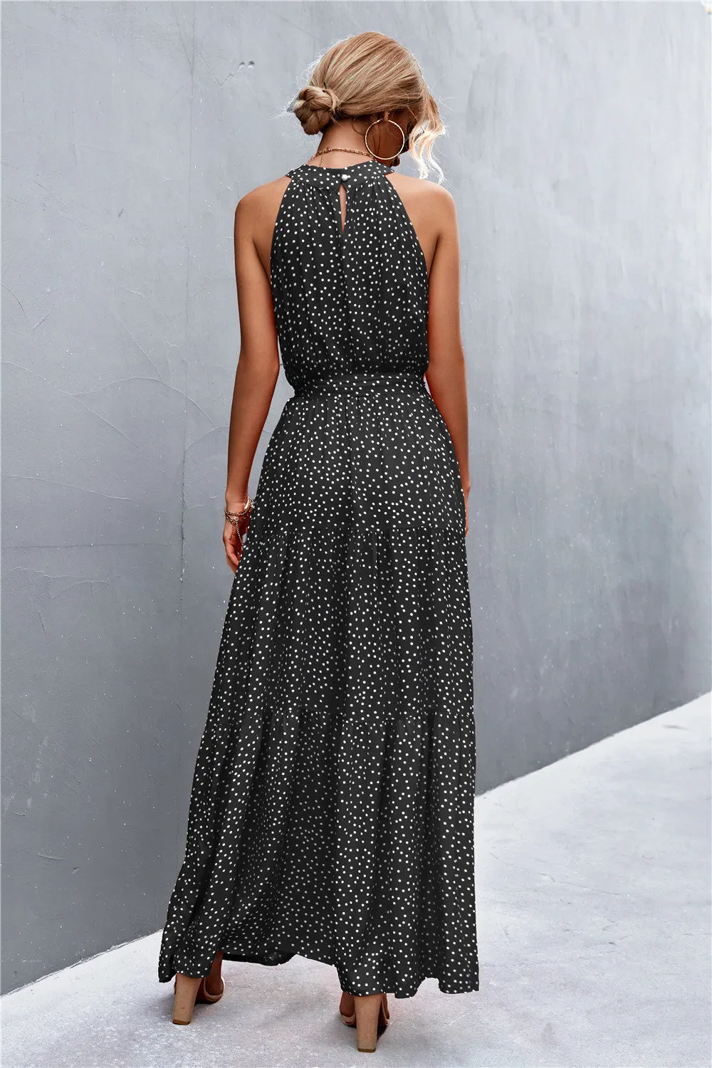 Wedding Guests / Printed Sleeveless Tie Waist Maxi Dress