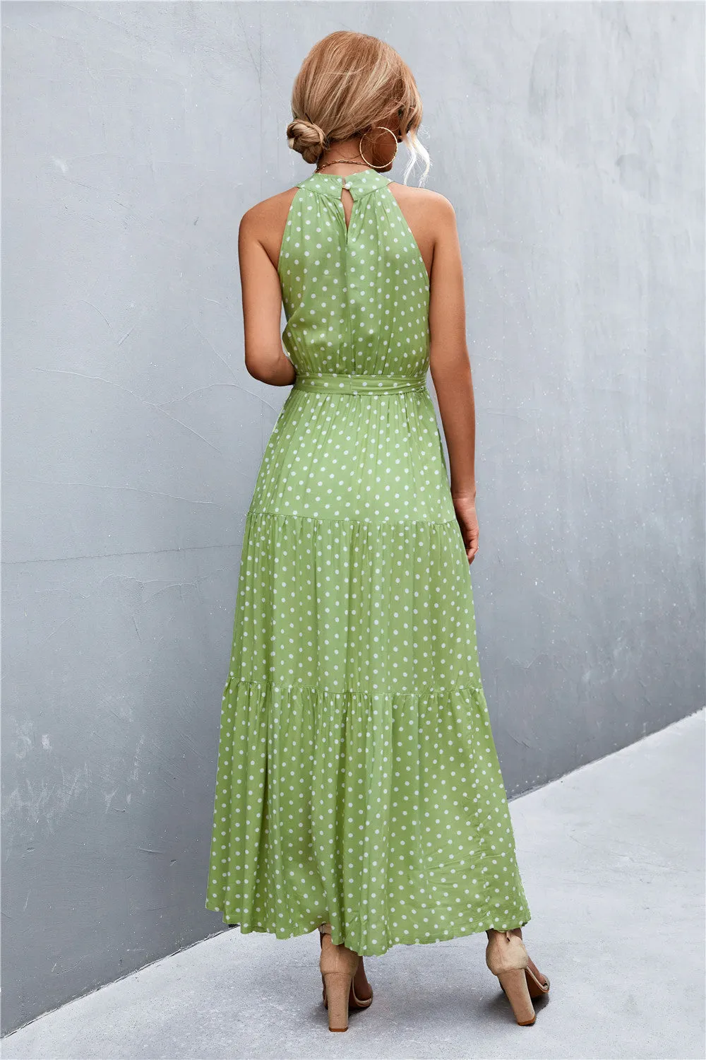 Wedding Guests / Printed Sleeveless Tie Waist Maxi Dress