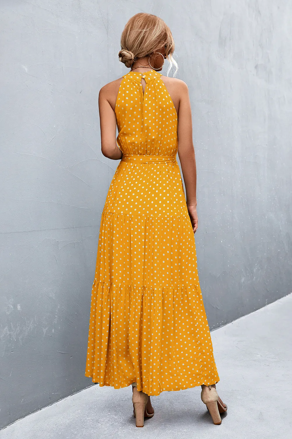 Wedding Guests / Printed Sleeveless Tie Waist Maxi Dress