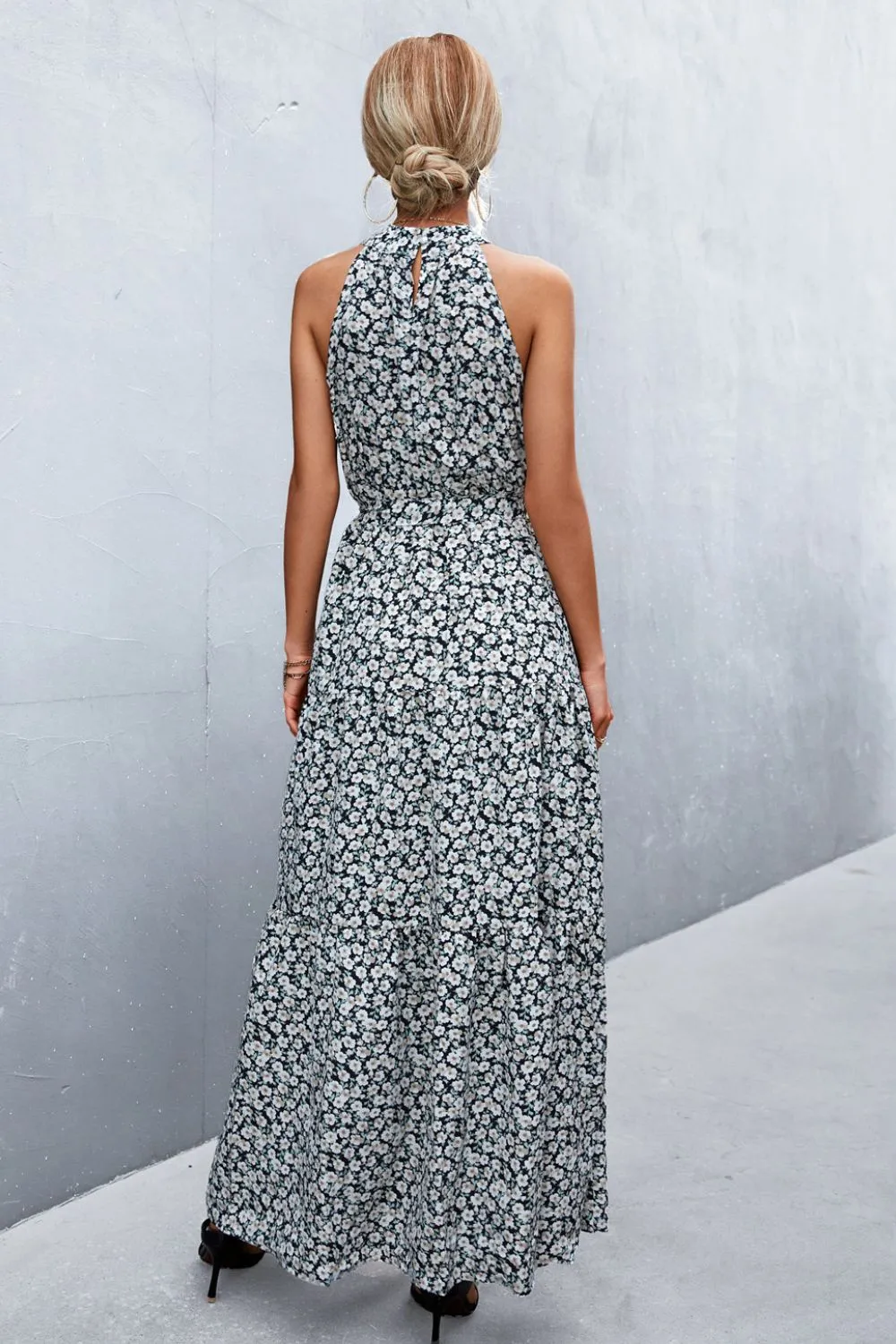 Wedding Guests / Printed Sleeveless Tie Waist Maxi Dress