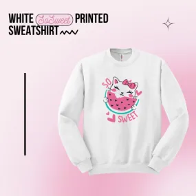 White So Sweet Printed Sweatshirt