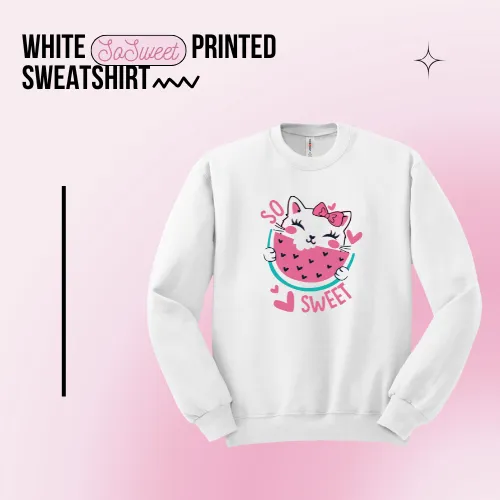 White So Sweet Printed Sweatshirt