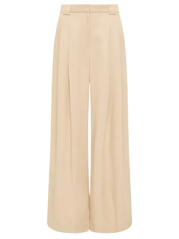 Wide Leg Pleat Pants in Dune