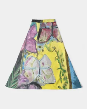 Women's A-Line Midi Skirt Papillons and Fern