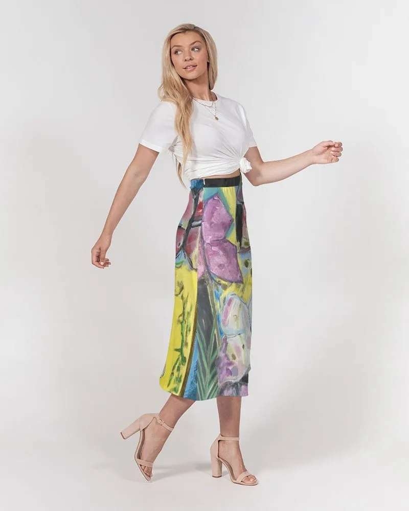 Women's A-Line Midi Skirt Papillons and Fern