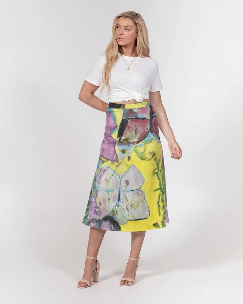 Women's A-Line Midi Skirt Papillons and Fern