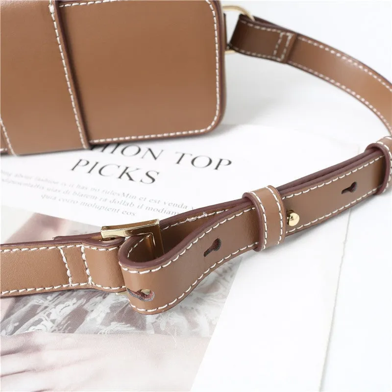 Womens Leather Box Top Handle Bag