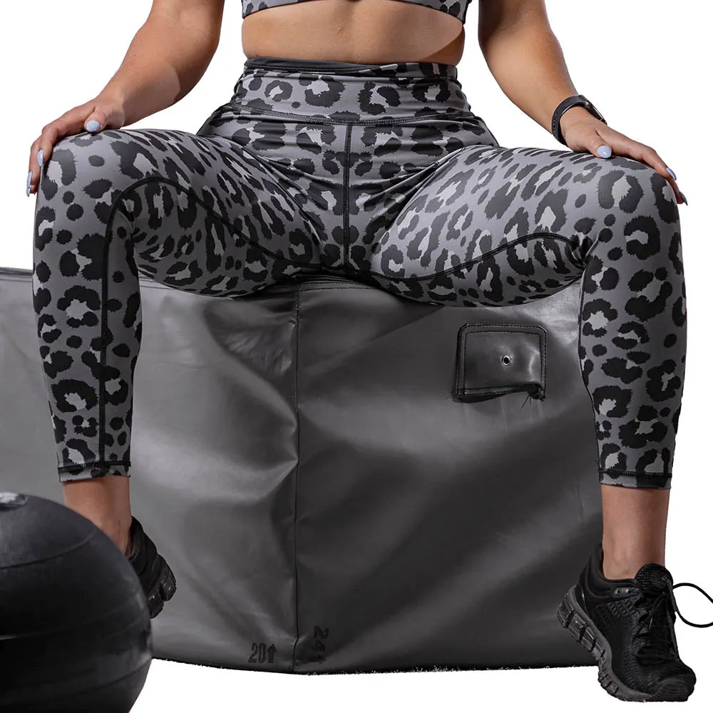 Women's Leopard Print High-Waist Fitness Leggings - Grey