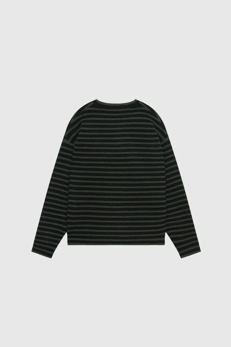 Wood Wood Tya Striped Oversized Jumper Striktrøjer Nature Green