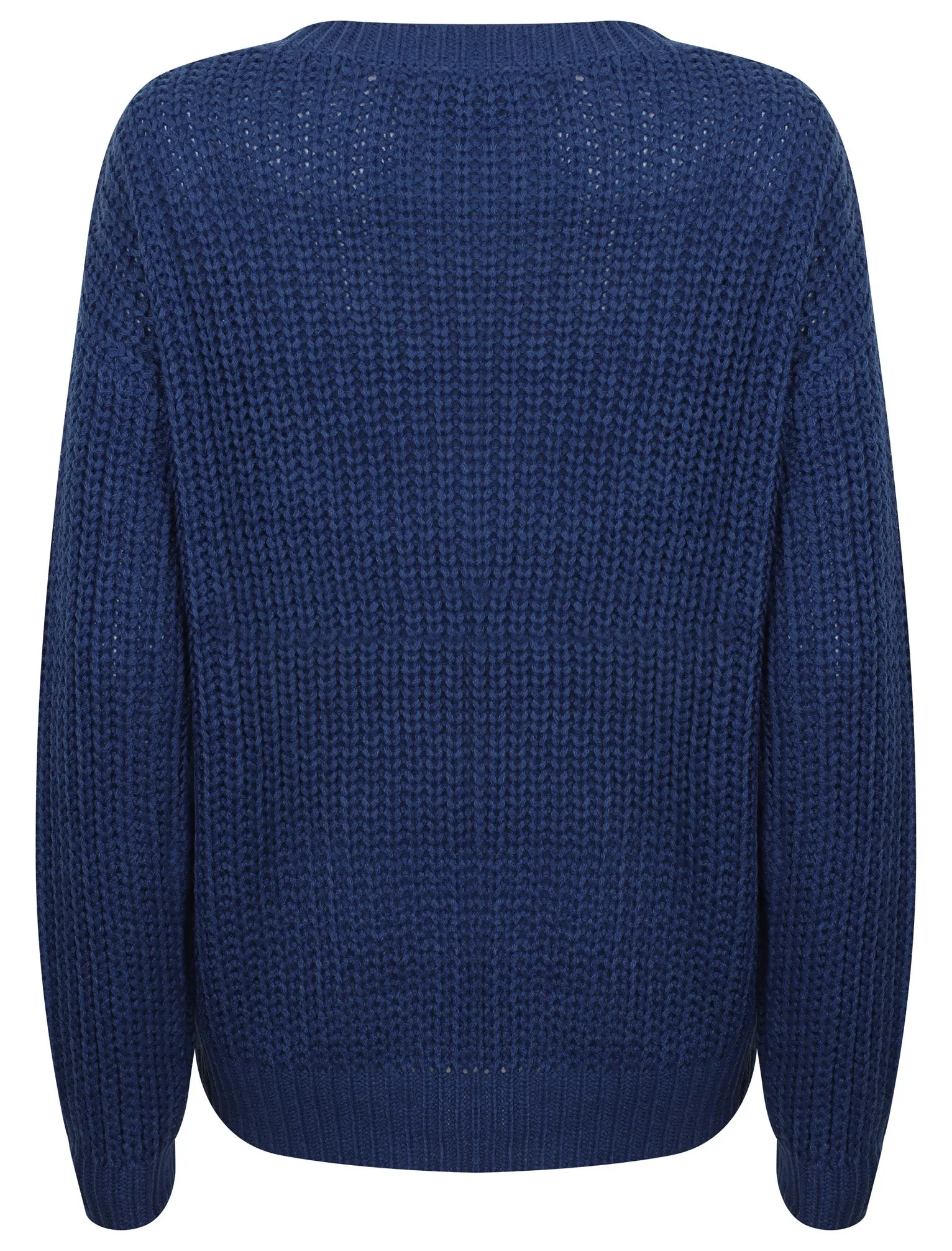 Zember Fisherman Knit Pointelle Jumper in Mazarine Blue - Tokyo Laundry