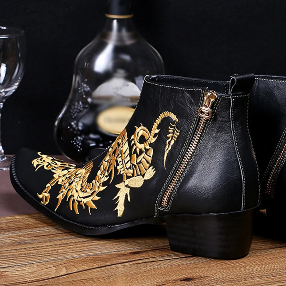 Zip Men Ankle Boots with Decoration