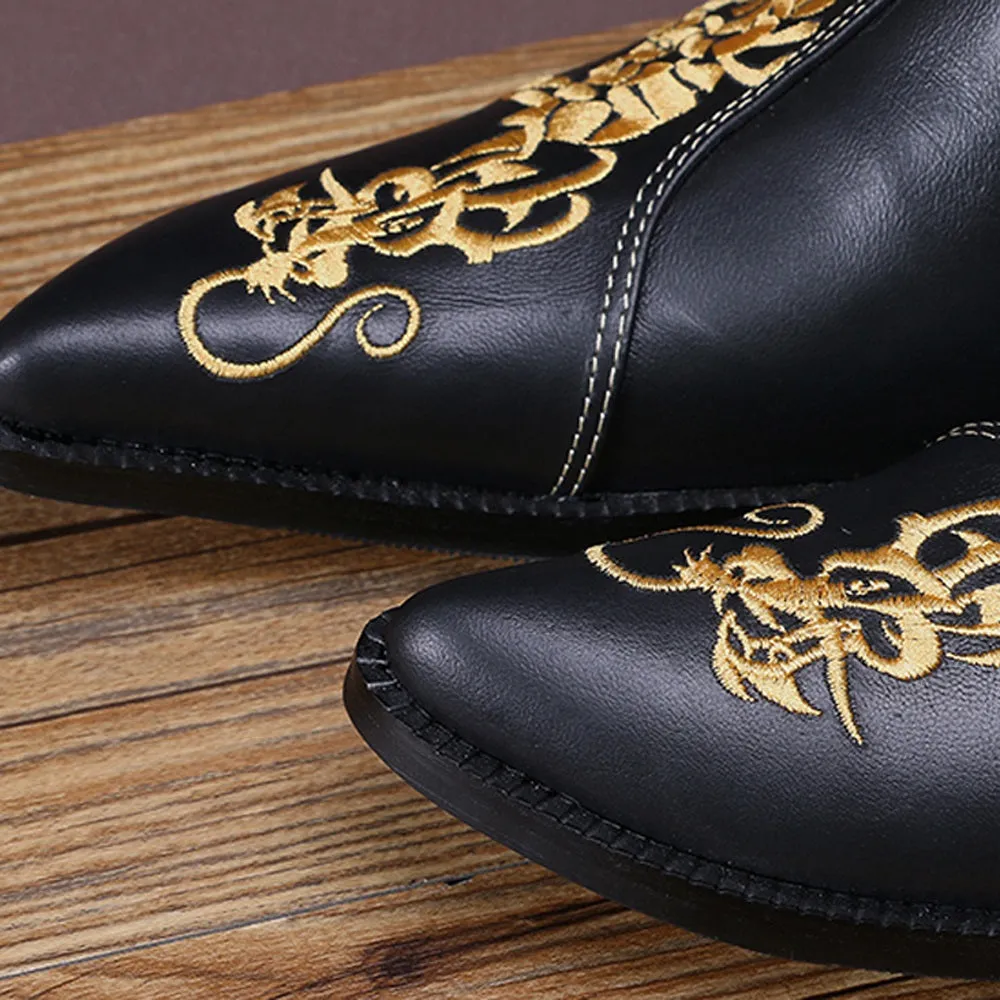 Zip Men Ankle Boots with Decoration