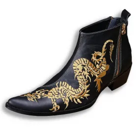 Zip Men Ankle Boots with Decoration